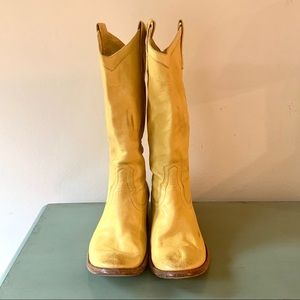 Frye Carson Yellow Leather Cowboy Boots